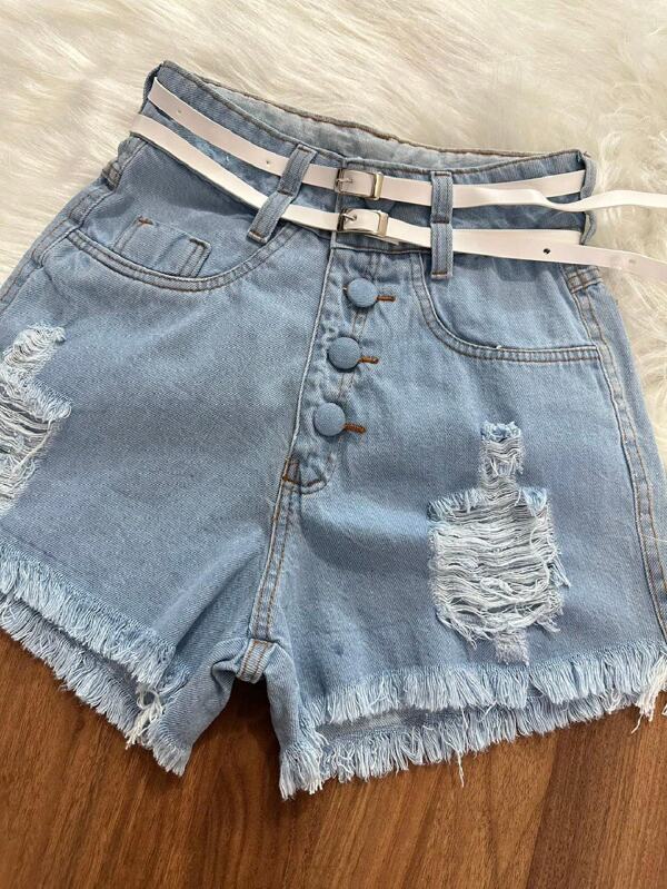 Short jeans /Short Rasgada/Short mom com cinto/Short Femininas