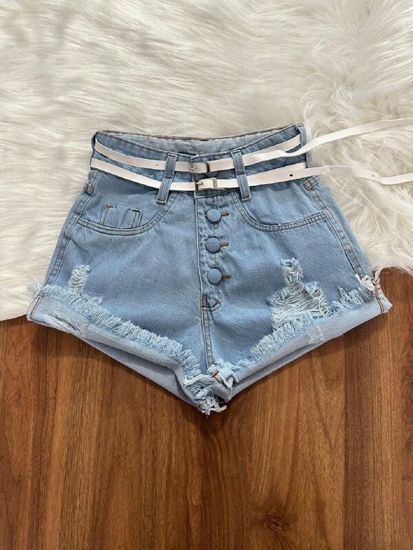 Short jeans /Short Rasgada/Short mom com cinto/Short Femininas