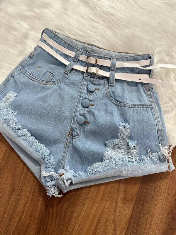 Short jeans /Short Rasgada/Short mom com cinto/Short Femininas