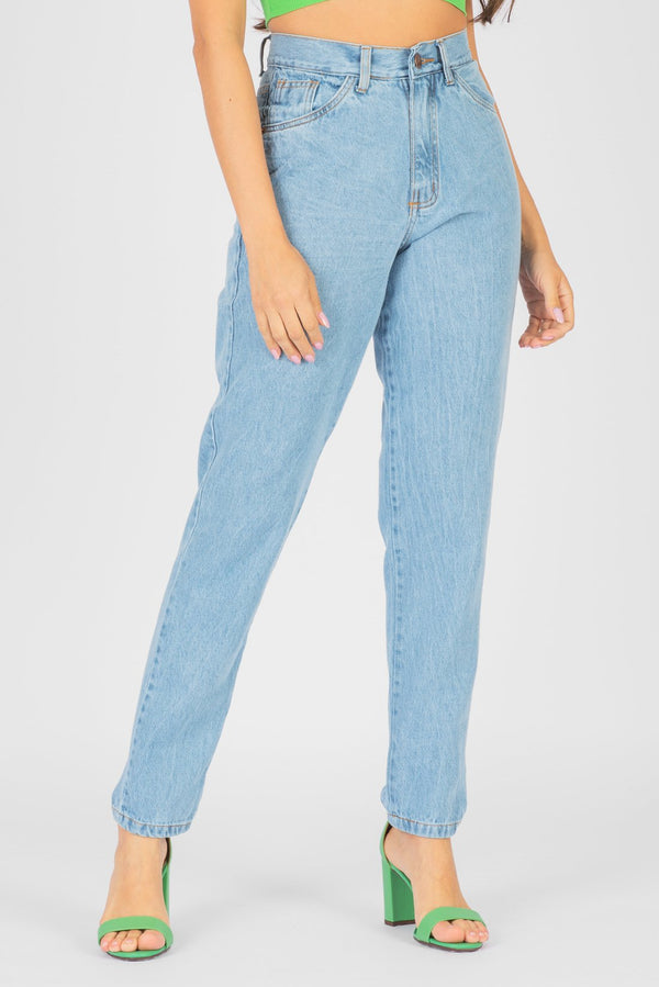 Calça Jeans Mom Polaris Cintura Alta  Jeans Claro