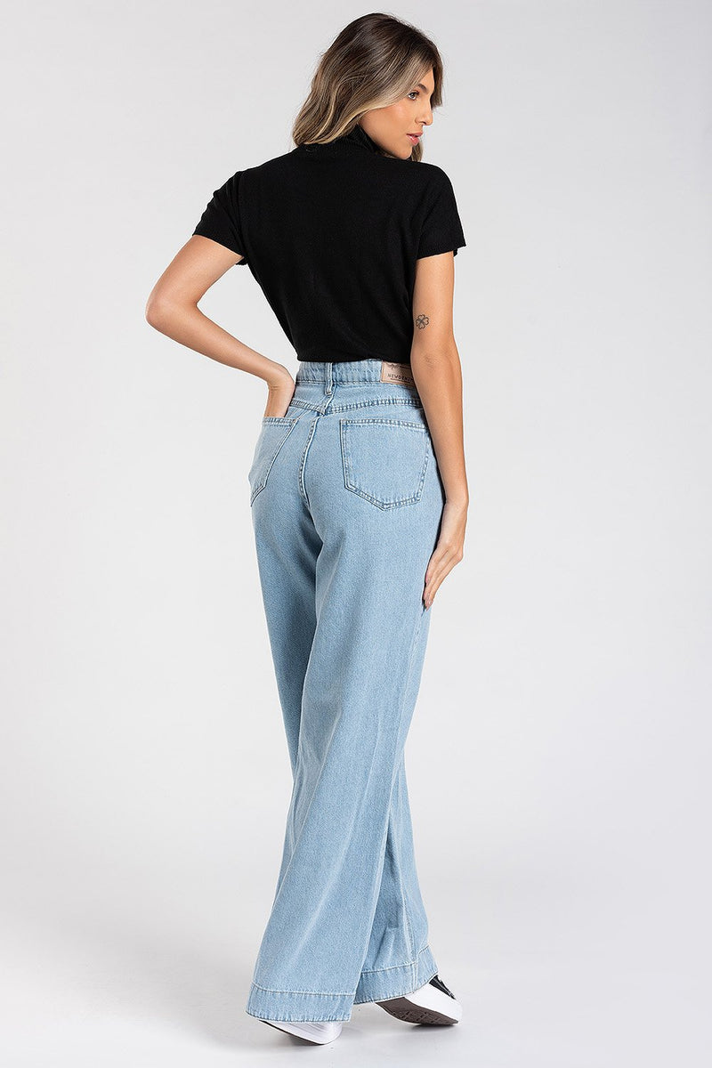 Calça Wide Leg Donna  Jeans Claro