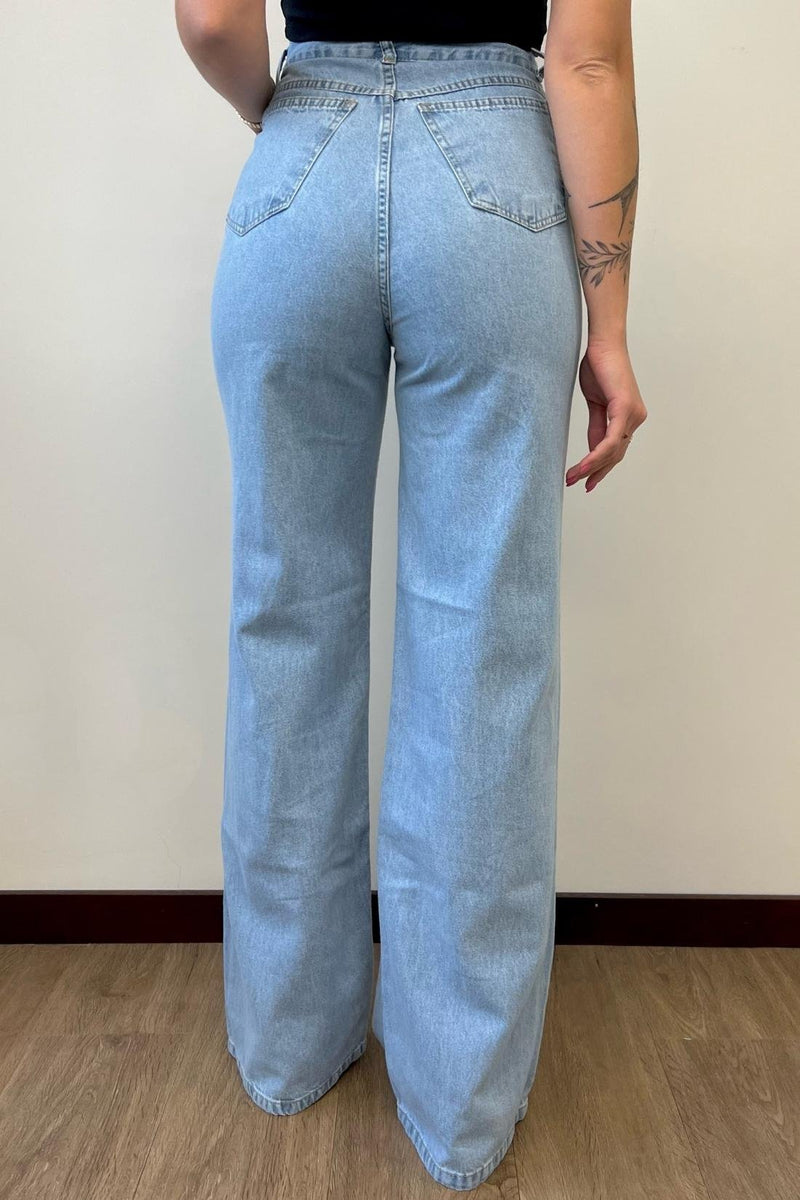 Calça Wide Leg Jeans Clio  Jeans Claro