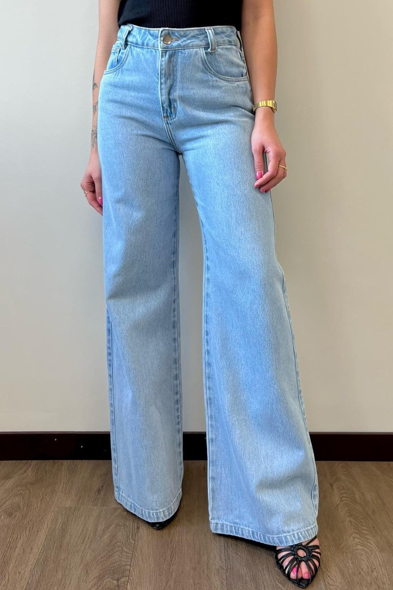 Calça Wide Leg Jeans Clio  Jeans Claro