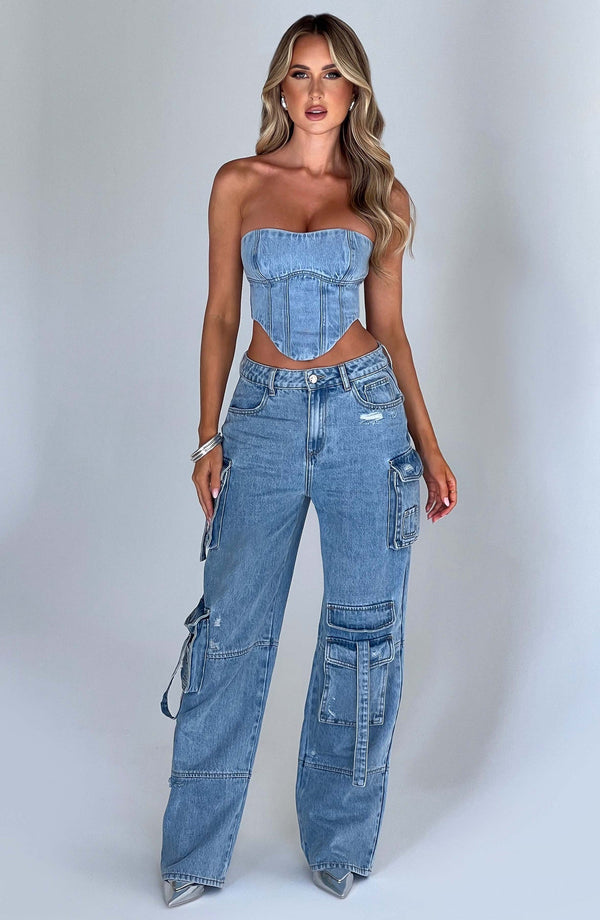 Conjunto Jeans de Cropped e Cargo Allure