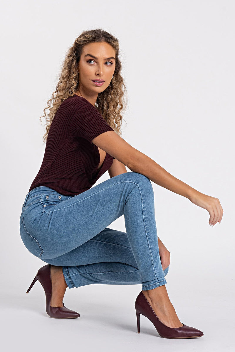 Calça Jeans Skinny Adela  Jeans Claro